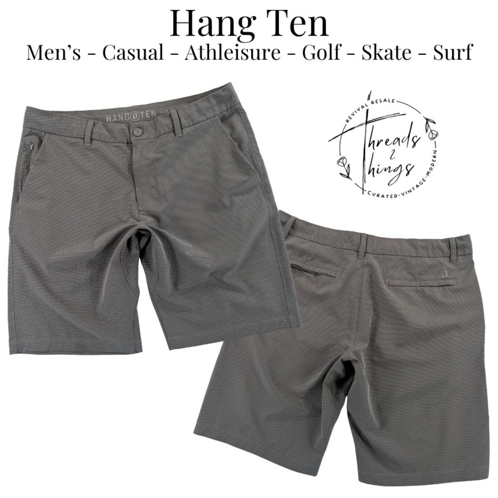 Hang Ten Shorts Mens 34 Grey Stretch Hybrid Golf Surf Skate Casual Athleisure